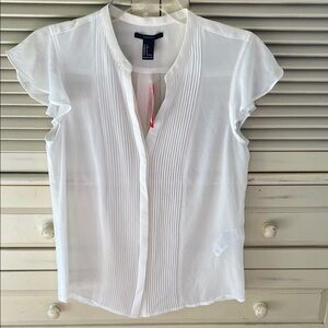 White Pleated Blouse by Forever 21
